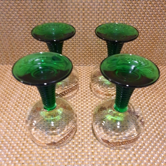 Guldenwein Green Beehive Stem Wine Cordial Goblets ~ Germany Set of 4 - Picture 7 of 7